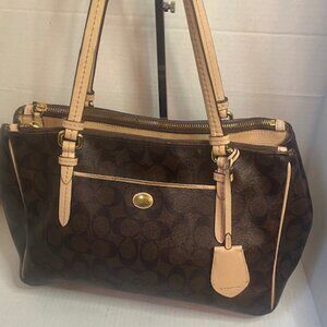 Coach Signature Peyton Double Zip Carryall Shoulder Bag